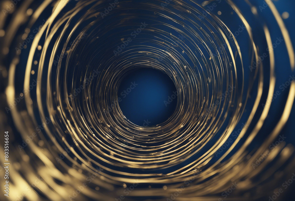 Poster deep blue backdrop enhanced by golden lines and textual space abstract