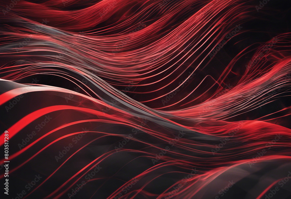 Poster technology-inspired vector background featuring red and black geometric waves and lines
