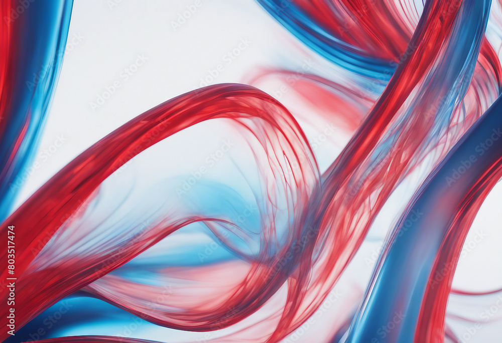 Poster dynamic blue and gradient red curves on white abstract background