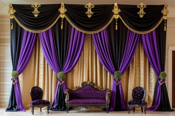 wedding ceremonies decoration. wedding hall decoration. elegant wedding stage with flowers. wedding stage decoration. stage decoration for wedding.