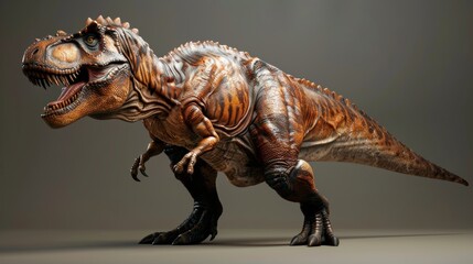 Realistic tyrannosaurus rex model on plain background