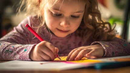 intimate and emotional moment of children writing a letter to their mother generative ai