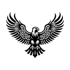 Vulture bird silhouette in animal celtic knot, irish, nordic illustration