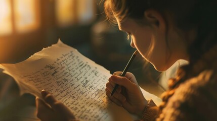 intimate and emotional moment of children writing a letter to their mother generative ai