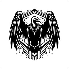Obraz premium Vulture bird silhouette in animal cyberpunk, modern futuristic illustration