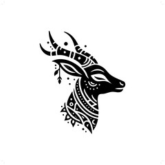 Antelope silhouette in bohemian, boho, nature illustration
