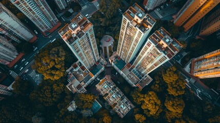 Urban Living: Aerial Photography of Residential Tower Blocks in Town