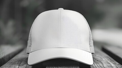 White trucker cap hat mockup template