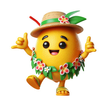 recommend clip art: cute cartoon lemon character, hula hoop tropical fruit dancing clipart