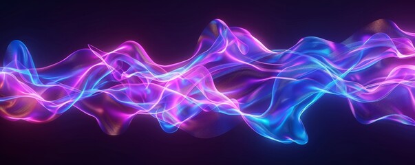 Vibrant neon waves on dark background