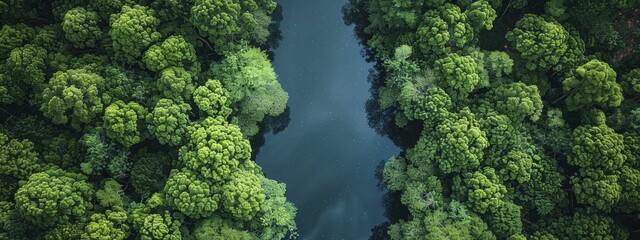 Naklejka premium Overhead perspective of a national park with diverse ecosystems, ideal for conservation efforts, environmental education, and nature photography workshops.