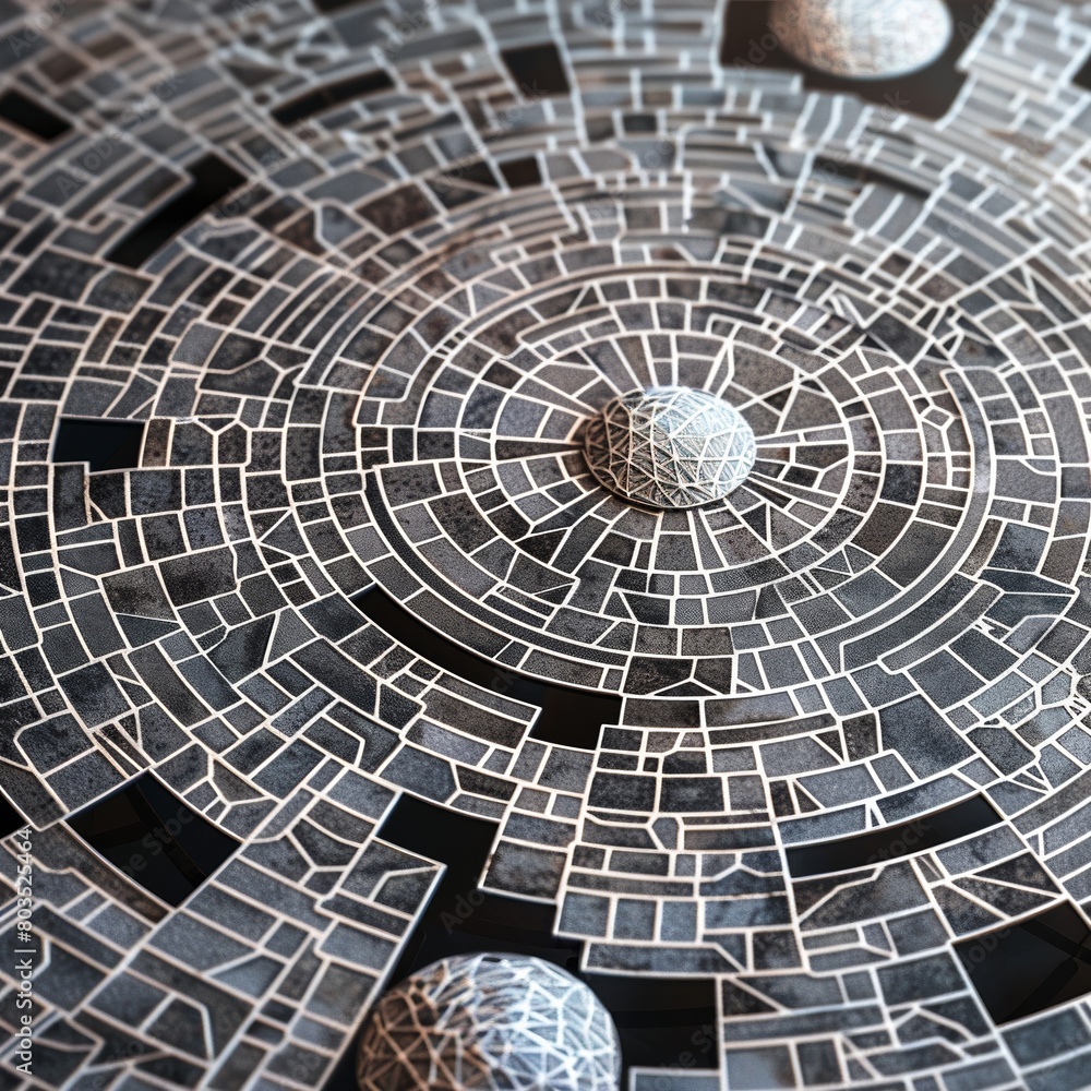 Poster cosmic geometric symmetry: an aerial view of silver natal chart patterns