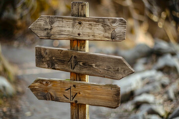 Naklejka premium Rustic wooden signpost with directional arrows