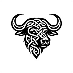 Buffalo silhouette in animal celtic knot, irish, nordic illustration