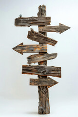 Rustic wooden signpost with directional arrows