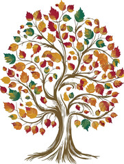 A tree vector illustration Its colorful leaves capture autumn beauty
