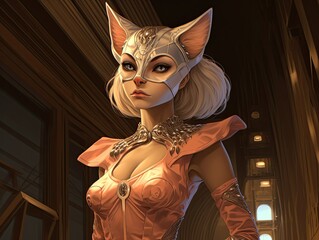 futuristic female warrior in golden armor