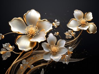 Elegant golden and white floral arrangement