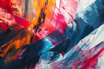 energetic abstract painting with vibrant colorful shapes and dynamic brushstrokes modern art background