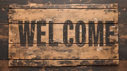 Wooden sign with the inscription Welcome