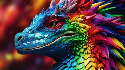 Obraz premium Vibrant Colorful Dragon Head