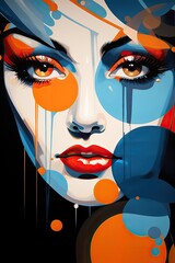 vibrant abstract portrait of a woman's face