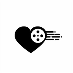 Cinema logo design with heart concept.
