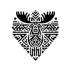 Moose silhouette in animal ethnic, polynesia tribal illustration