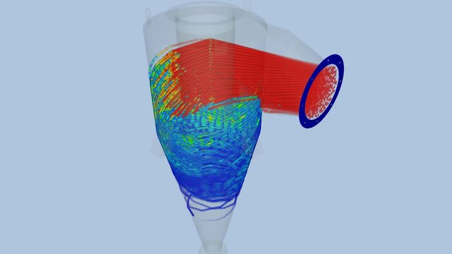 Industrial cyclone airflow simulation - CFD simulation Computational fluid dynamics