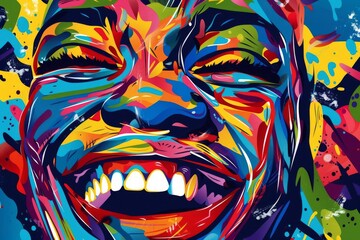 joyous laughter personified abstract human face illustration