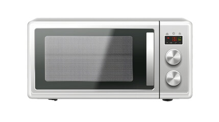 A compact microwave oven with an LED screen on a transparent background. PNG format, This PNG file, with an isolated cutout object on a transparent background.