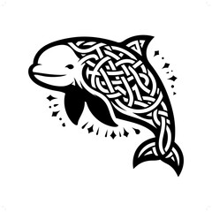 Beluga silhouette in animal celtic knot, irish, nordic illustration