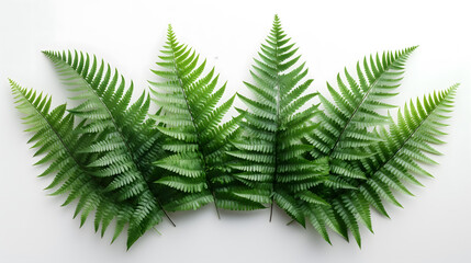 Triple Fern Leaves over a Crumpled White Paper Background