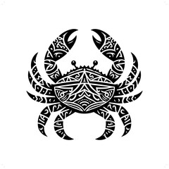 crab silhouette in animal ethnic, polynesia tribal illustration