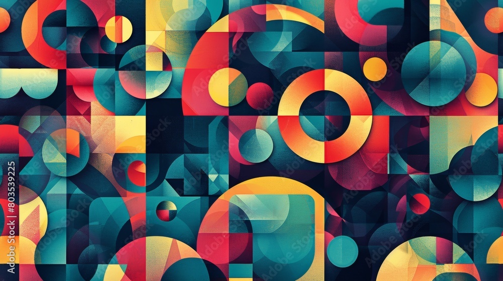 Poster abstract geometric patterns in vibrant colors for use as backgrounds or overlays.