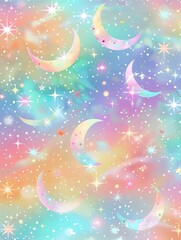Background with Twinkling Stars and Moons