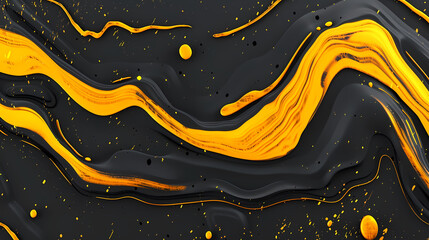 Abstract Black and Yellow Flowing Artwork