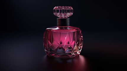 Stylish bottle with perfume on a dark gentle background