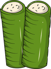 Lemang Illustration. Rendang Illustration. Malaysian food. Eid Al fitr food.