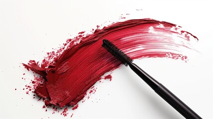 Stylish crimson eye mascara on a light background