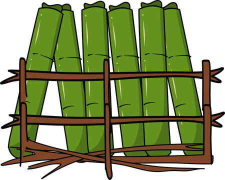 Lemang Illustration. Rendang Illustration. Malaysian food. Eid Al fitr food.