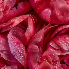 Seamless pattern of pink peony petals