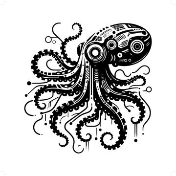 recommend clip art: Octopus silhouette in animal cyberpunk, modern futuristic illustration