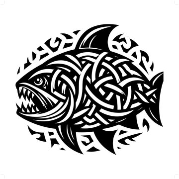recommend clip art: piranha silhouette in animal celtic knot, irish, nordic illustration