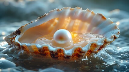 Pearl in an open seashell
