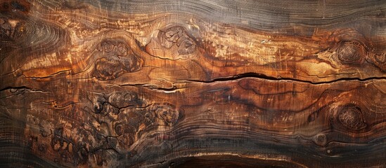 The aged wooden surface featuring organic designs