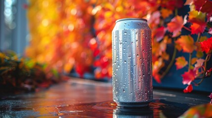 A plain can on a vibrantly colored background. 