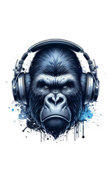 Generative Ai dj monkey with headphones