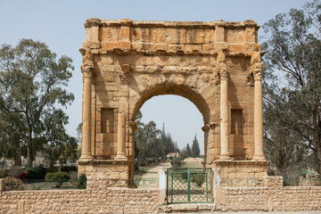 Naklejka premium Triumphal Arch of Diocletian in ancient Roman cities, Sufetula, Tunisia