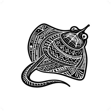 recommend clip art: Stingray silhouette in animal ethnic, polynesia tribal illustration